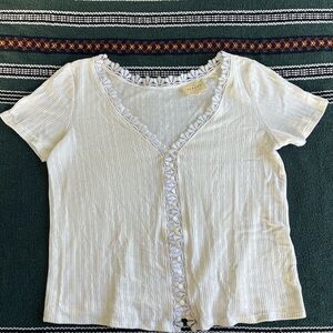 Sezane Sophie T-shirt with Lace Trim